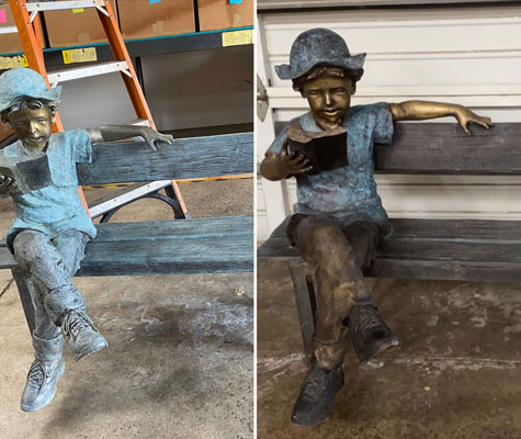 Outdoor bronze sculpture restored on site